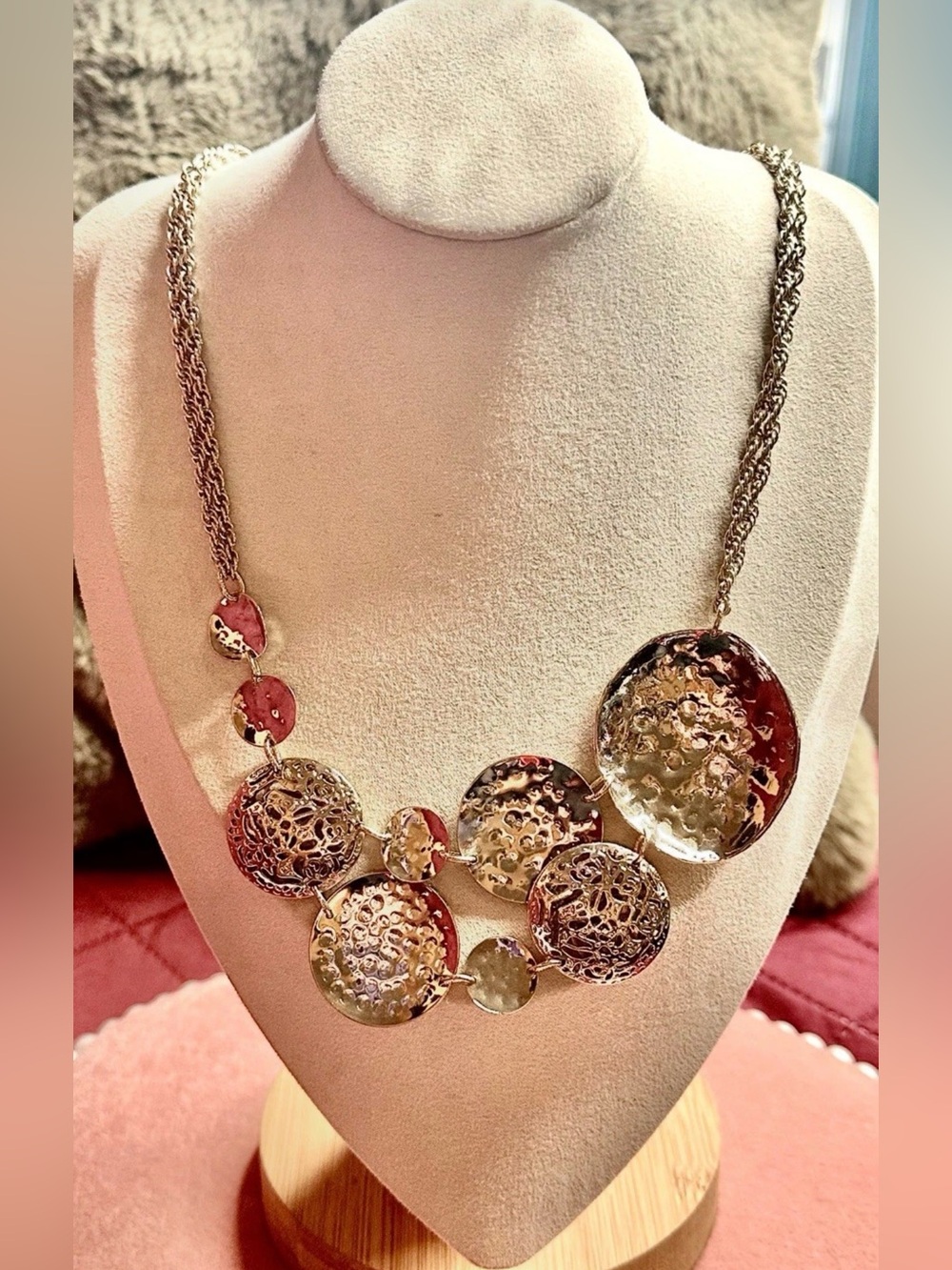 Vintage Kendra Scott Lena Hammered Statement Necklace Two tone